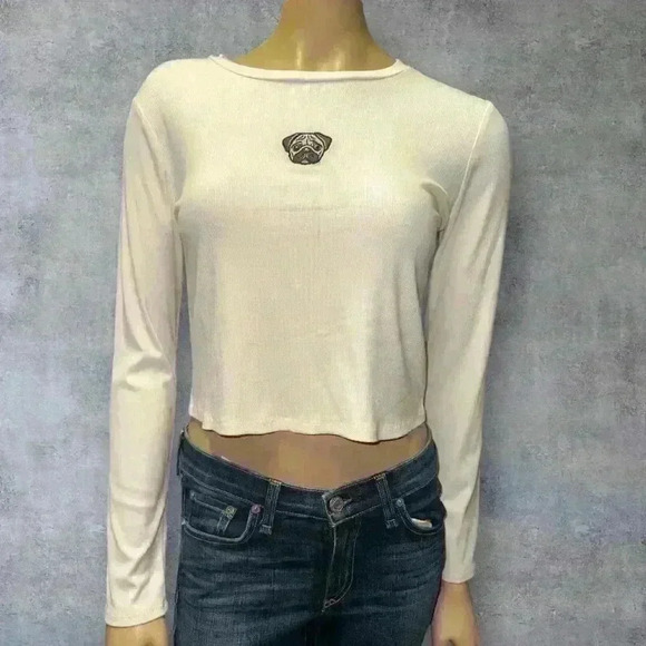 NWOT Wild Fable Women's Long Sleeve Fitted Rib-Knit T-Shirt size L - Picture 2 of 8